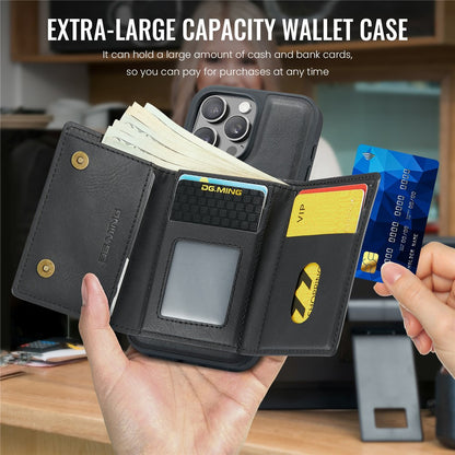 DG.MING M6 Series For iPhone 14 Pro Case Magnetic Wallet PU+PC+TPU Phone Cover