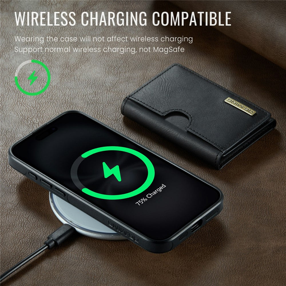 DG.MING M6 Series For iPhone 14 Pro Case Magnetic Wallet PU+PC+TPU Phone Cover