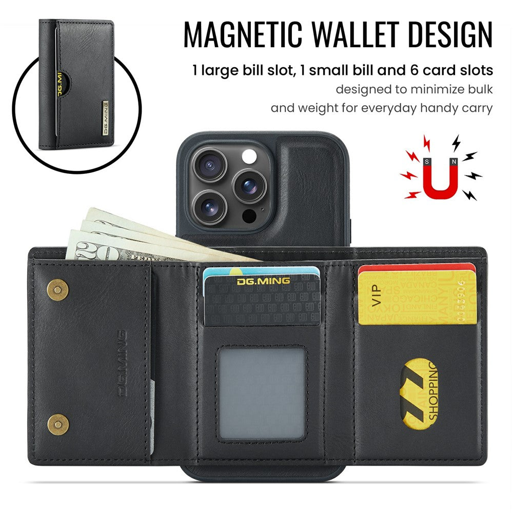 DG.MING M6 Series For iPhone 14 Pro Case Magnetic Wallet PU+PC+TPU Phone Cover