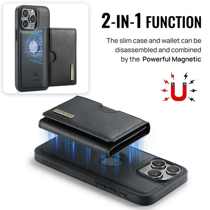 DG.MING M6 Series For iPhone 14 Pro Case Magnetic Wallet PU+PC+TPU Phone Cover