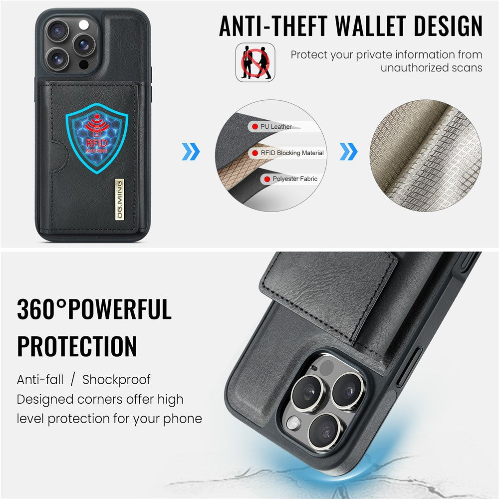 DG.MING M6 Series For iPhone 14 Pro Case Magnetic Wallet PU+PC+TPU Phone Cover