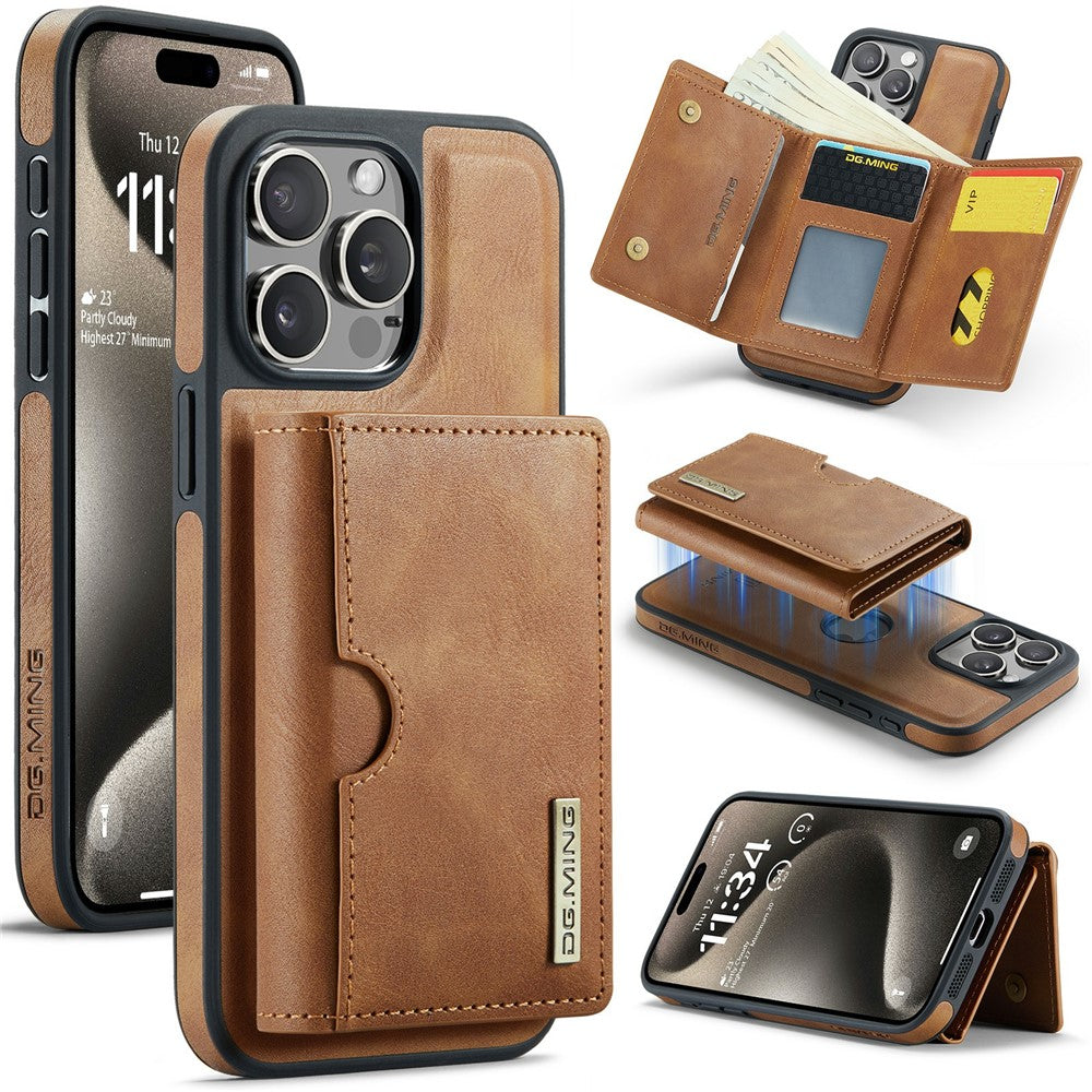 DG.MING M6 Series For iPhone 14 Pro Case Magnetic Wallet PU+PC+TPU Phone Cover