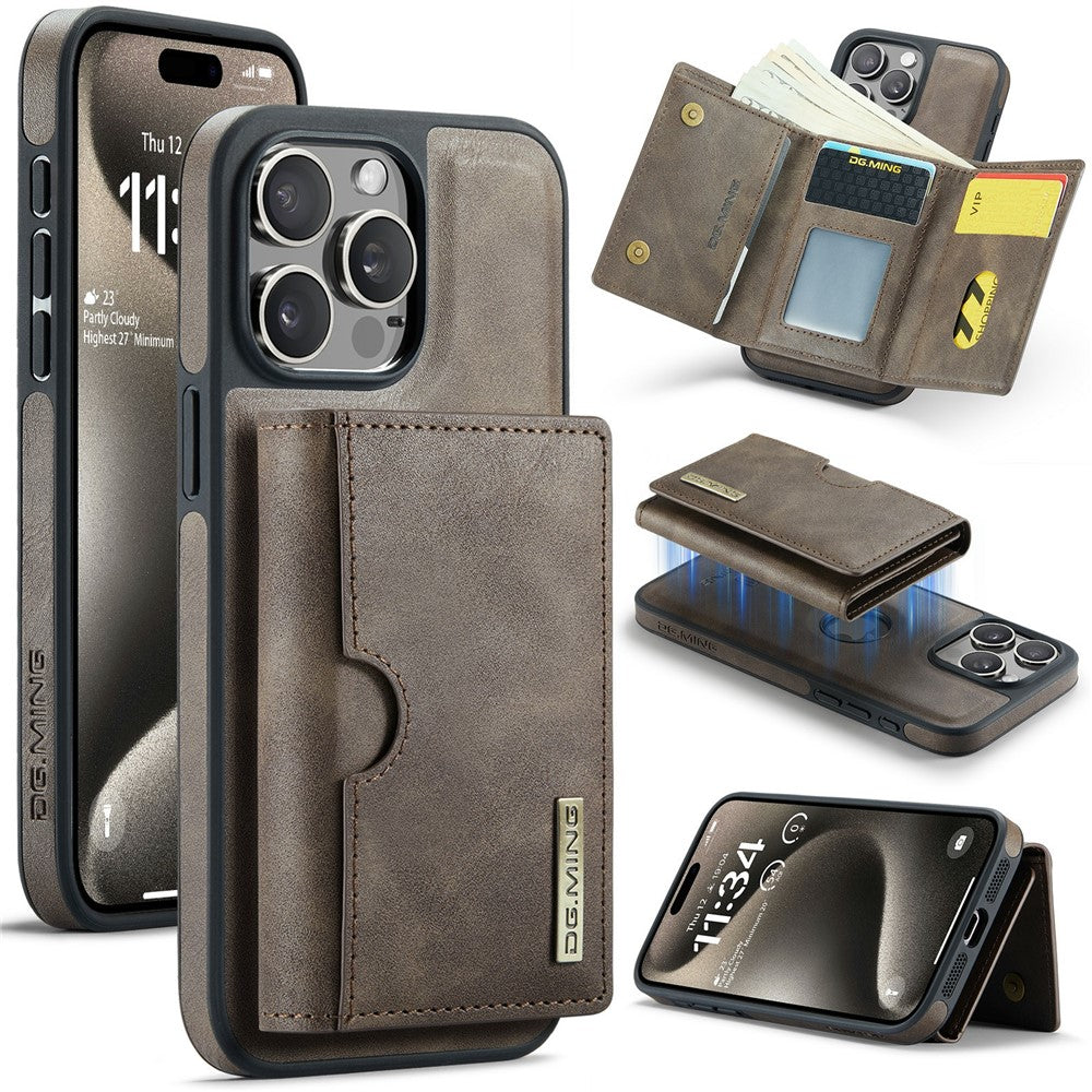 DG.MING M6 Series For iPhone 14 Pro Case Magnetic Wallet PU+PC+TPU Phone Cover