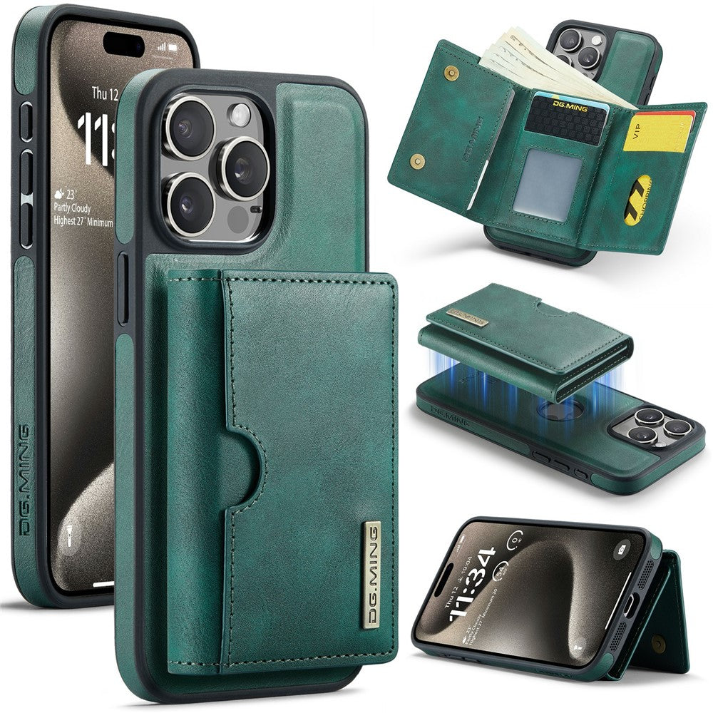 DG.MING M6 Series For iPhone 14 Pro Case Magnetic Wallet PU+PC+TPU Phone Cover