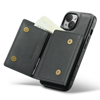DG.MING M6 Series For iPhone 15 Plus Case Magnetic Wallet PU+PC+TPU Phone Cover