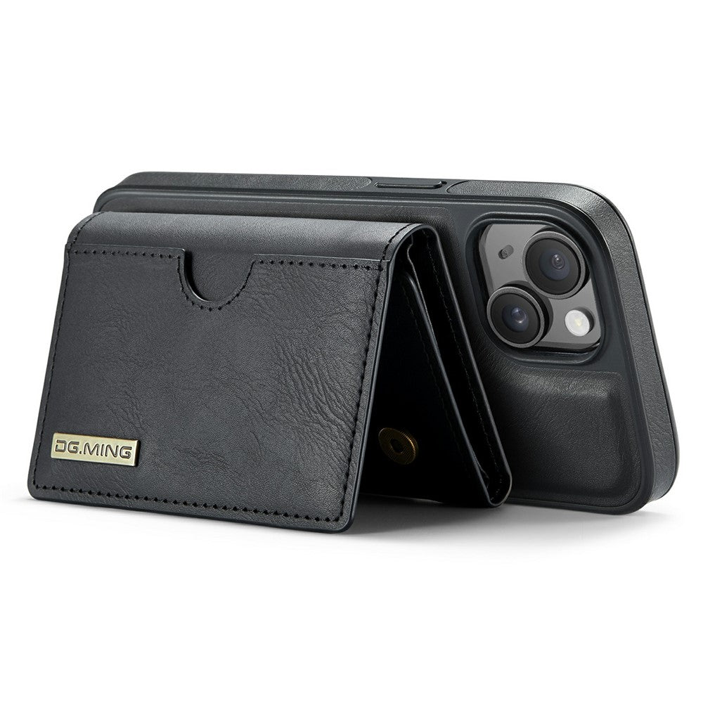 DG.MING M6 Series For iPhone 15 Plus Case Magnetic Wallet PU+PC+TPU Phone Cover