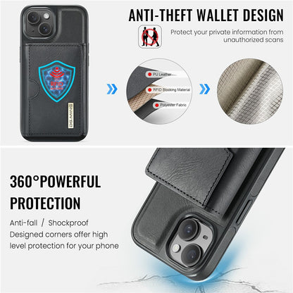 DG.MING M6 Series For iPhone 15 Plus Case Magnetic Wallet PU+PC+TPU Phone Cover