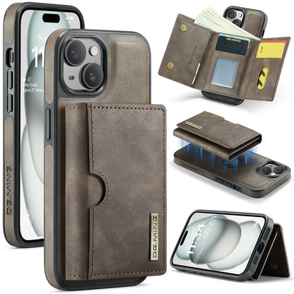 DG.MING M6 Series For iPhone 15 Plus Case Magnetic Wallet PU+PC+TPU Phone Cover
