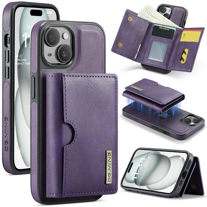 DG.MING M6 Series For iPhone 15 Plus Case Magnetic Wallet PU+PC+TPU Phone Cover