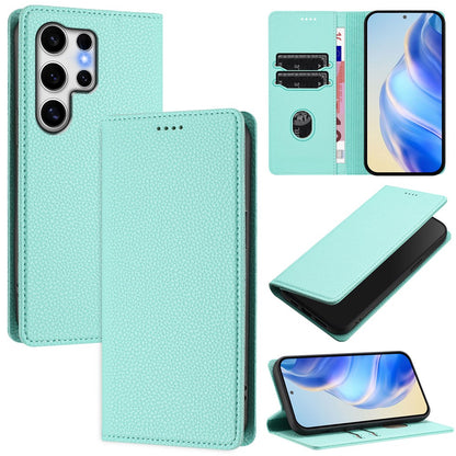 For Samsung Galaxy S25 Ultra Wallet Case RFID Blocking Litchi Texture Leather Mobile Cover