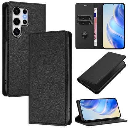 For Samsung Galaxy S25 Ultra Wallet Case RFID Blocking Litchi Texture Leather Mobile Cover