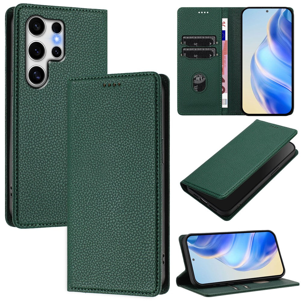 For Samsung Galaxy S25 Ultra Wallet Case RFID Blocking Litchi Texture Leather Mobile Cover
