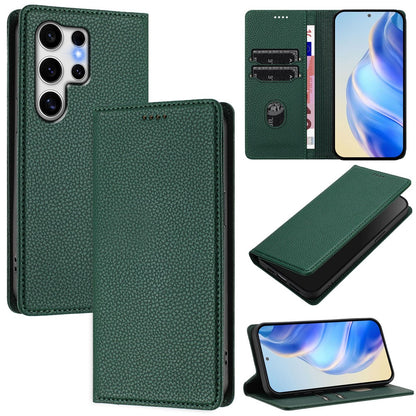 For Samsung Galaxy S25 Ultra Wallet Case RFID Blocking Litchi Texture Leather Mobile Cover