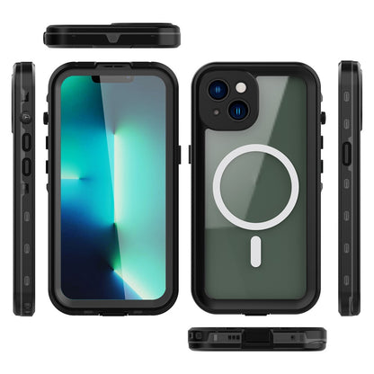REDPEPPER Dot+ Series for iPhone 14 Plus IP68 Waterproof Clear Back Case Drop-proof Dust-proof Cover Compatible with Magsafe Charger