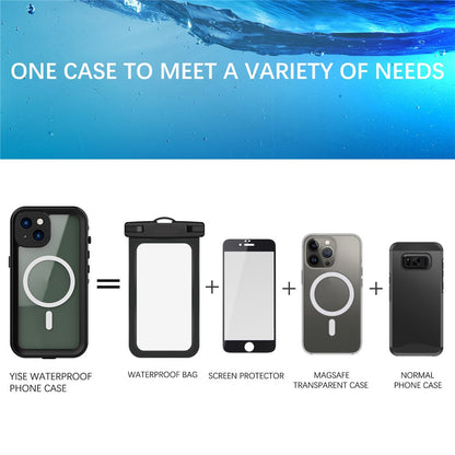 REDPEPPER Dot+ Series for iPhone 14 Plus IP68 Waterproof Clear Back Case Drop-proof Dust-proof Cover Compatible with Magsafe Charger