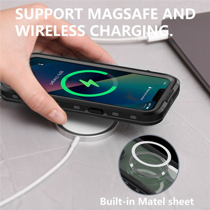 REDPEPPER Dot+ Series for iPhone 14 Plus IP68 Waterproof Clear Back Case Drop-proof Dust-proof Cover Compatible with Magsafe Charger
