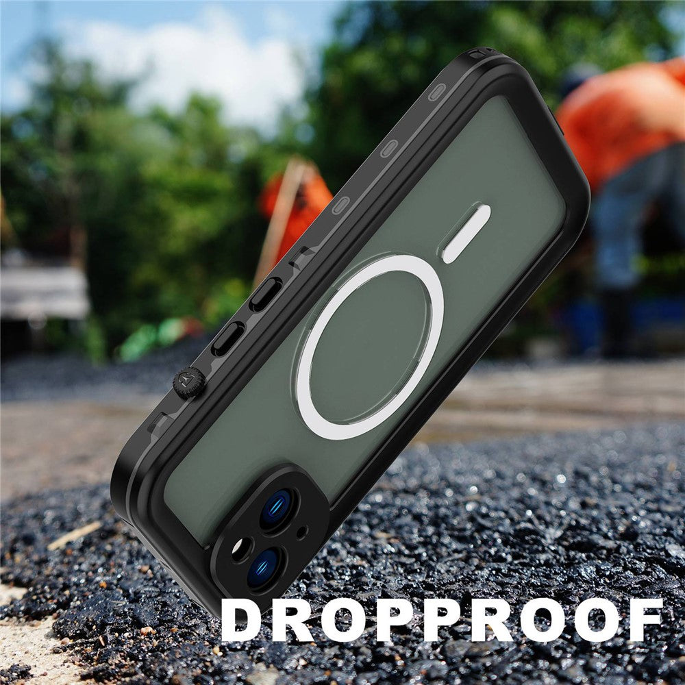 REDPEPPER Dot+ Series for iPhone 14 Plus IP68 Waterproof Clear Back Case Drop-proof Dust-proof Cover Compatible with Magsafe Charger