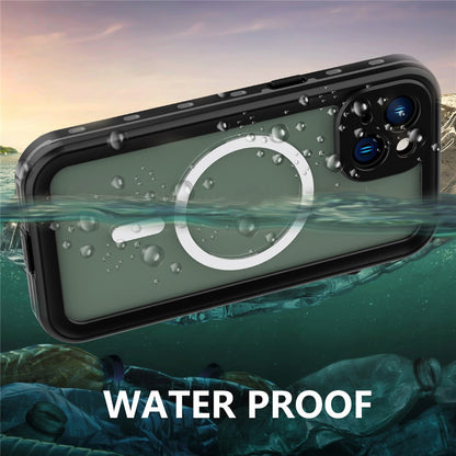 REDPEPPER Dot+ Series for iPhone 14 Plus IP68 Waterproof Clear Back Case Drop-proof Dust-proof Cover Compatible with Magsafe Charger