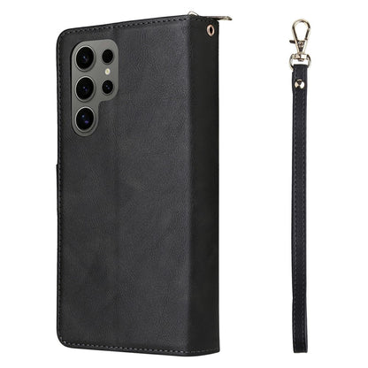 For Samsung Galaxy S25 Ultra Case Zipper Pocket PU Leather Phone Cover with Hand Strap