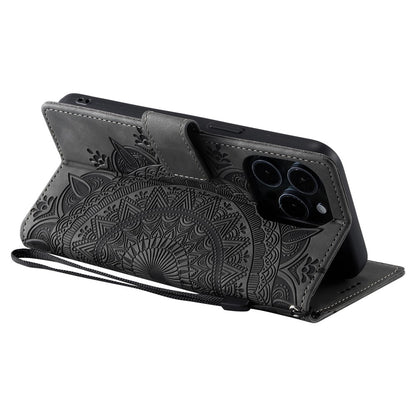 Style 018 For iPhone 14 Pro Case Imprinted Totem Skin Feel Wallet Leather Phone Cover