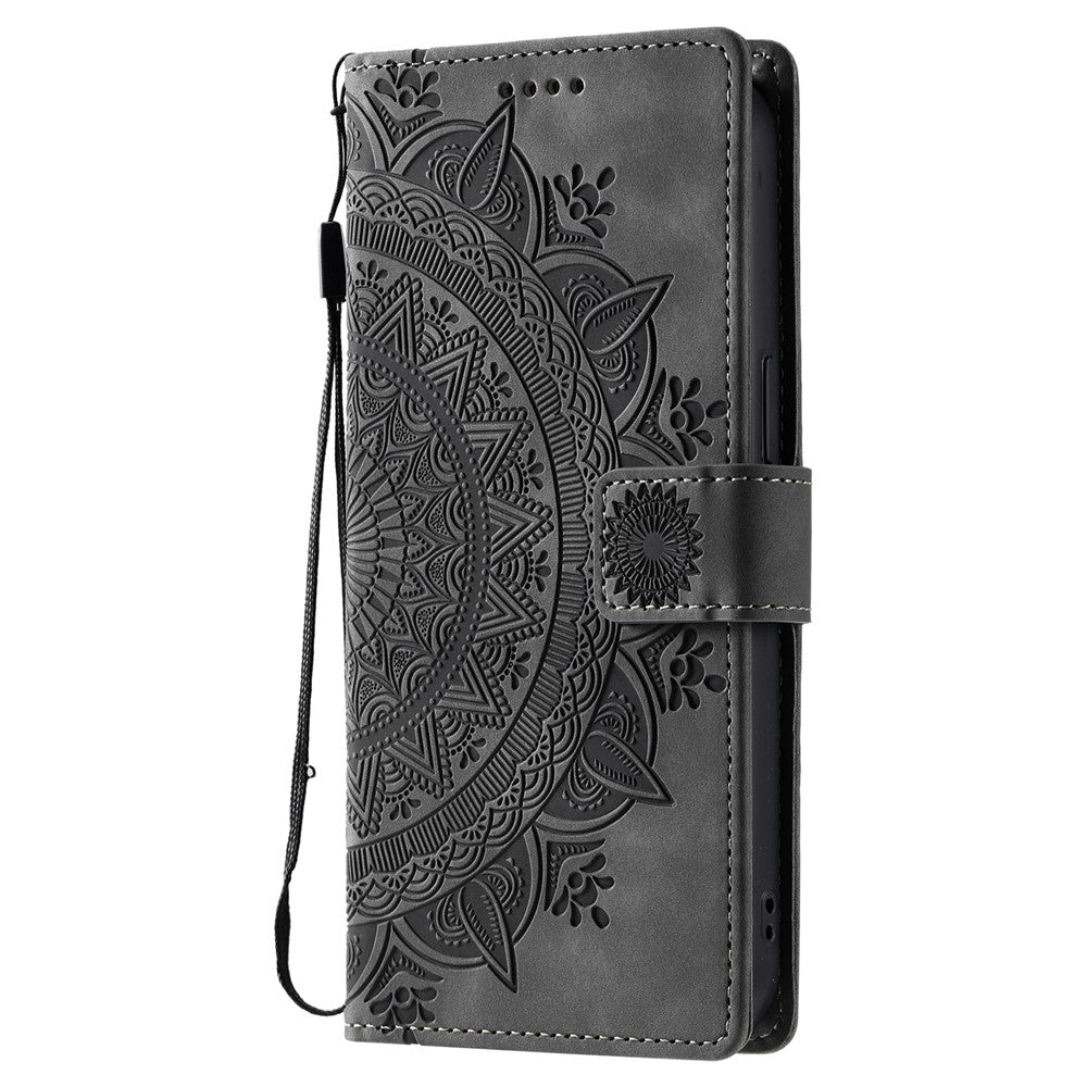 Style 018 For iPhone 14 Pro Case Imprinted Totem Skin Feel Wallet Leather Phone Cover