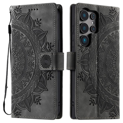 Style 018 For Samsung Galaxy S25 Ultra Case Imprinted Totem Skin Feel Wallet Leather Phone Cover