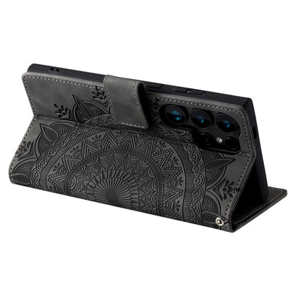Style 018 For Samsung Galaxy S25 Ultra Case Imprinted Totem Skin Feel Wallet Leather Phone Cover