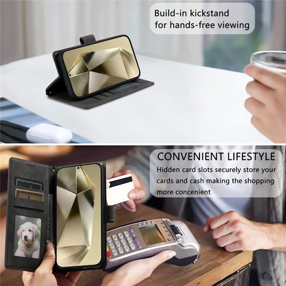 Style 018 For Samsung Galaxy S25 Ultra Case Imprinted Totem Skin Feel Wallet Leather Phone Cover