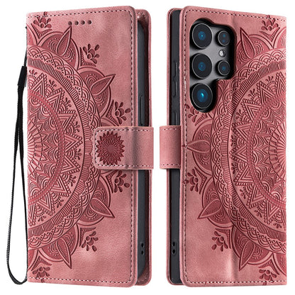 Style 018 For Samsung Galaxy S25 Ultra Case Imprinted Totem Skin Feel Wallet Leather Phone Cover