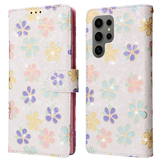 For Samsung Galaxy S25 Ultra Case RFID Blocking Flower Leather Phone Cover
