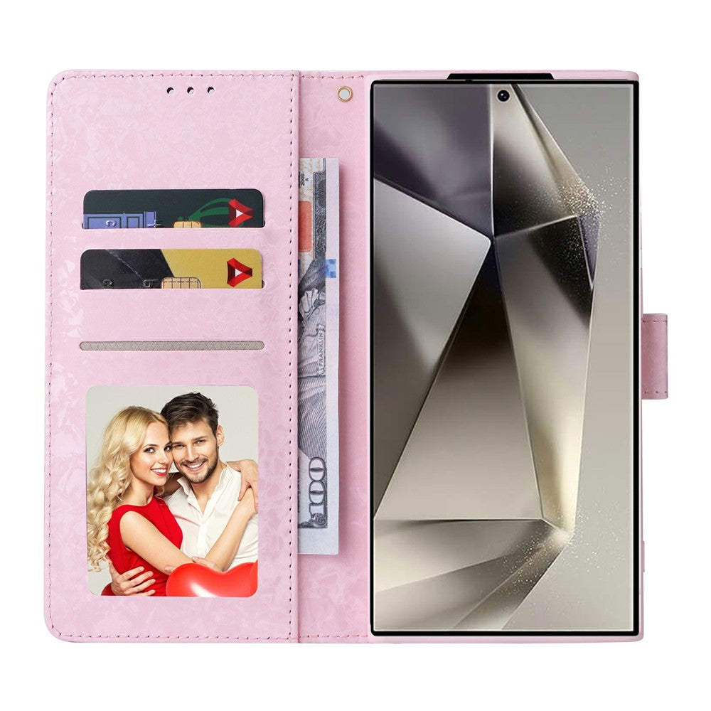 For Samsung Galaxy S25 Ultra Case RFID Blocking Flower Leather Phone Cover