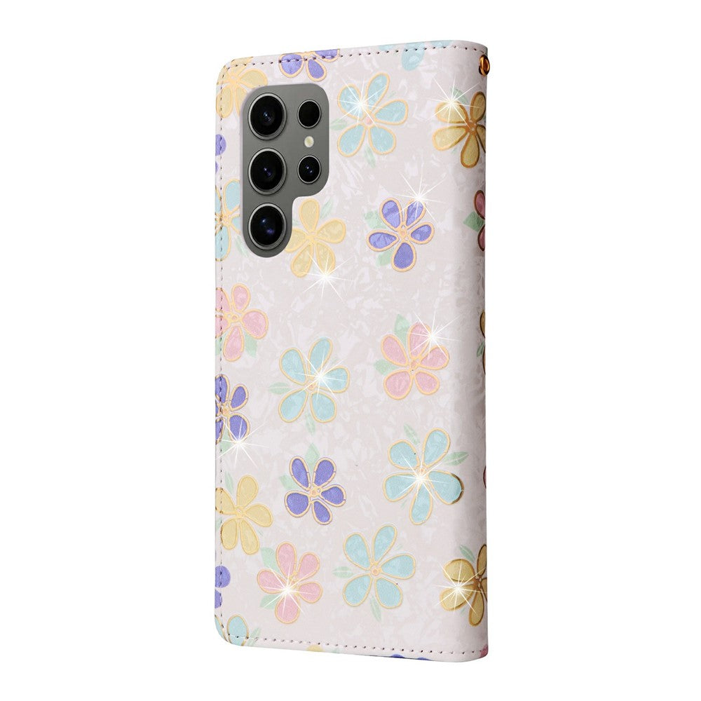 For Samsung Galaxy S25 Ultra Case RFID Blocking Flower Leather Phone Cover
