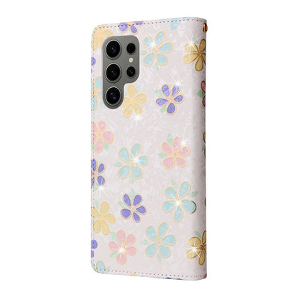 For Samsung Galaxy S25 Ultra Case RFID Blocking Flower Leather Phone Cover