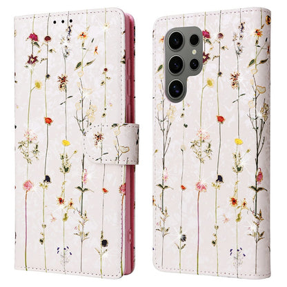 For Samsung Galaxy S25 Ultra Case RFID Blocking Flower Leather Phone Cover