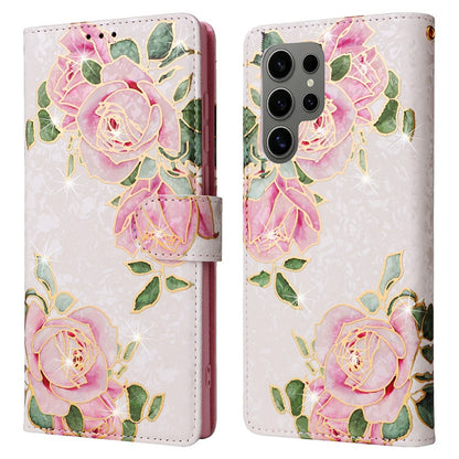 For Samsung Galaxy S25 Ultra Case RFID Blocking Flower Leather Phone Cover