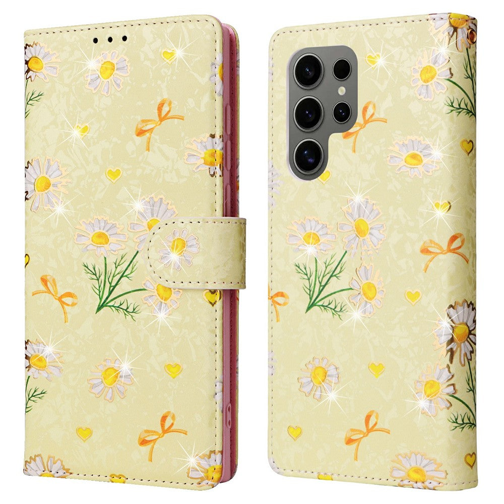 For Samsung Galaxy S25 Ultra Case RFID Blocking Flower Leather Phone Cover