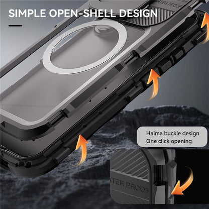 SHELLBOX M Series For iPhone 16 IP68 Waterproof Case Metal Diving Phone Cover Compatible with MagSafe