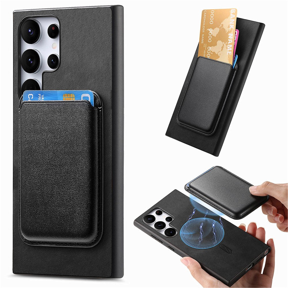 For Samsung Galaxy S25 Ultra Case Detachable Magnetic Card Bag Leather Phone Back Cover