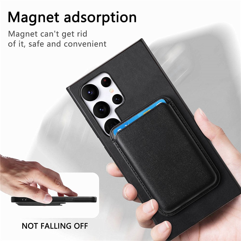 For Samsung Galaxy S25 Ultra Case Detachable Magnetic Card Bag Leather Phone Back Cover