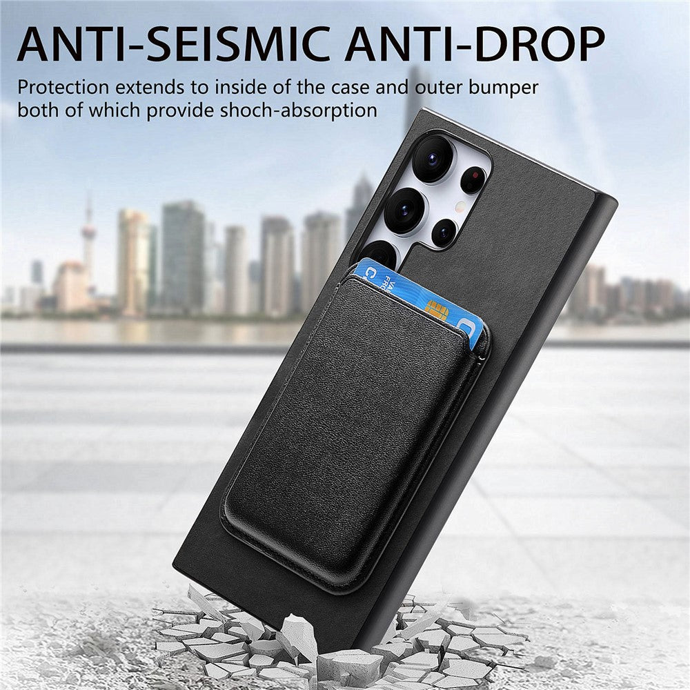 For Samsung Galaxy S25 Ultra Case Detachable Magnetic Card Bag Leather Phone Back Cover