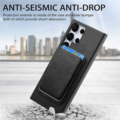 For Samsung Galaxy S25 Ultra Case Detachable Magnetic Card Bag Leather Phone Back Cover