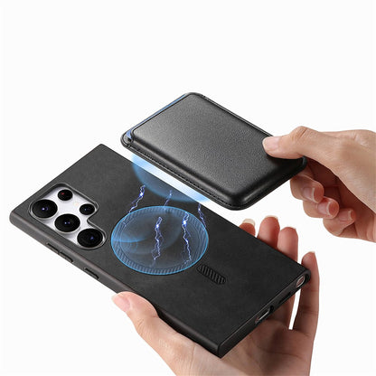 For Samsung Galaxy S25 Ultra Case Detachable Magnetic Card Bag Leather Phone Back Cover