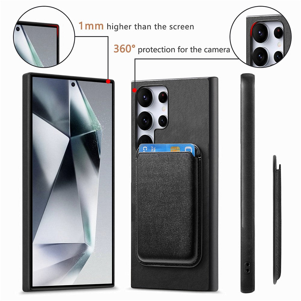 For Samsung Galaxy S25 Ultra Case Detachable Magnetic Card Bag Leather Phone Back Cover