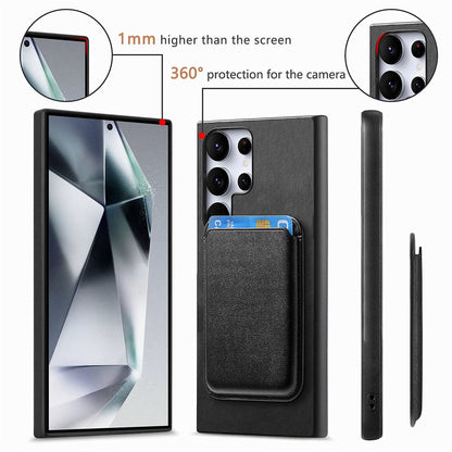 For Samsung Galaxy S25 Ultra Case Detachable Magnetic Card Bag Leather Phone Back Cover