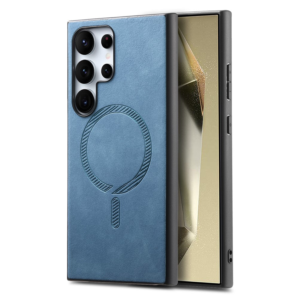 For Samsung Galaxy S25 Ultra Leather Back Magnetic Case Skin-touch Phone Cover
