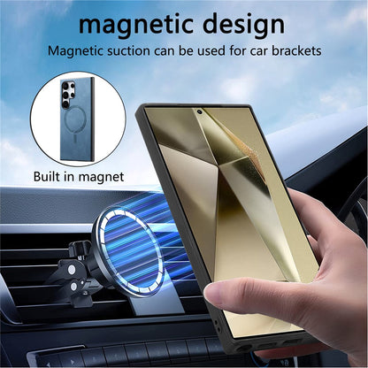 For Samsung Galaxy S25 Ultra Leather Back Magnetic Case Skin-touch Phone Cover