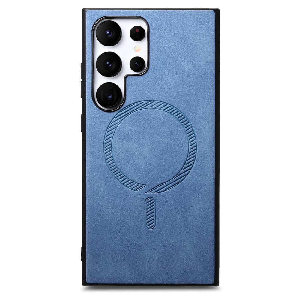 For Samsung Galaxy S25 Ultra Leather Back Magnetic Case Skin-touch Phone Cover