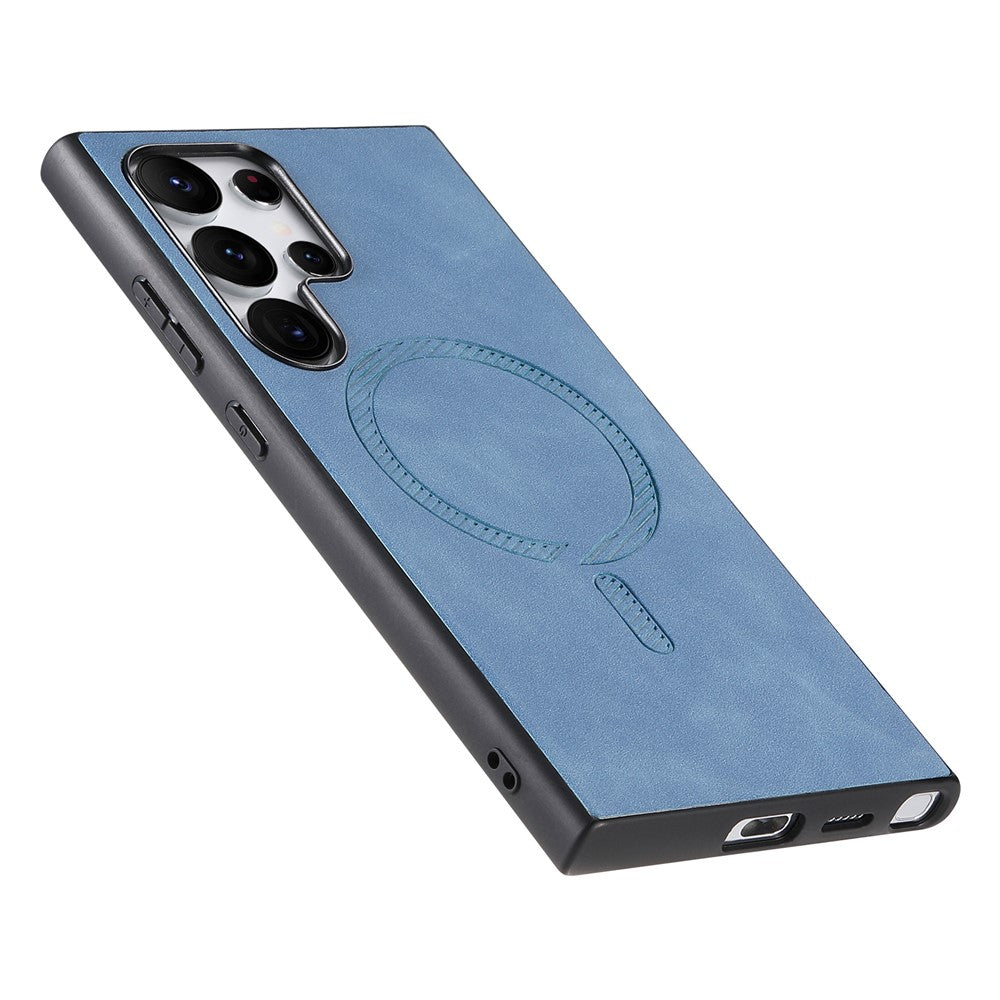 For Samsung Galaxy S25 Ultra Leather Back Magnetic Case Skin-touch Phone Cover