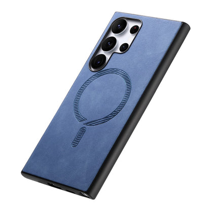 For Samsung Galaxy S25 Ultra Leather Back Magnetic Case Skin-touch Phone Cover