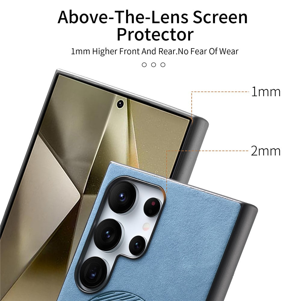 For Samsung Galaxy S25 Ultra Leather Back Magnetic Case Skin-touch Phone Cover